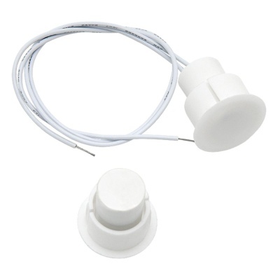 Sensor magnético branco com cabo e tampa redonda