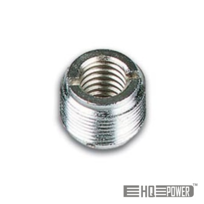 núcleo metálico roscado prateado com textura brilhante sobre fundo branco