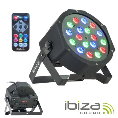 Projetor Luz C 18 LEDS RGB DMX Comando IBIZA