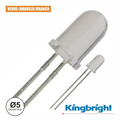 LED 5MM ALTO BRILHO VERDE AMARELO E BRANCO DIFUSO KINGBRIGHT