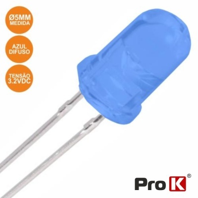 LED 5MM ALTO BRILHO AZUL DIFUSO PROK