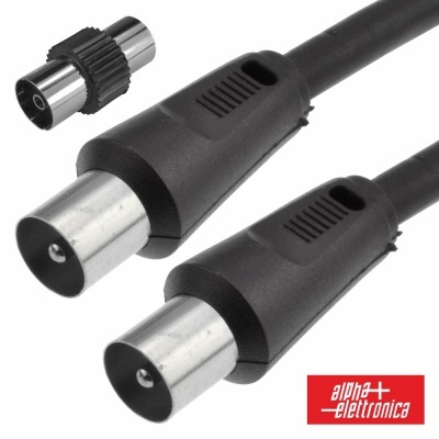Cabo Coaxial MachoMacho + Adaptador Preto 5m ALPHA