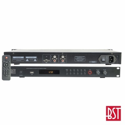 Aparelho electrónico preto com ecrã digital e comando remoto