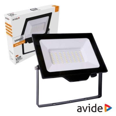 Foco LED 50W 230V 4000K 5000lm Preto IP65 AVIDE