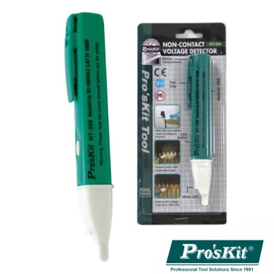 Detector de voltagem sem contacto Pro'sKit NT-3005 verde e branco com embalagem preta