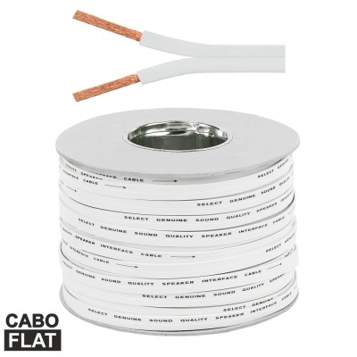 Rolo de cabo flat branco para colunas com fios de cobre expostos