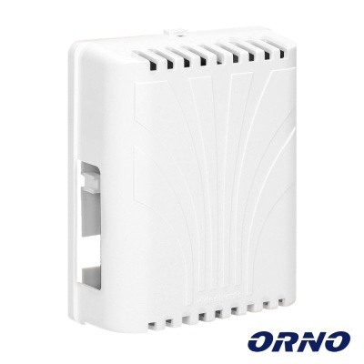 Dispositivo eletrónico branco ORNO com ventilação e padrão decorativo