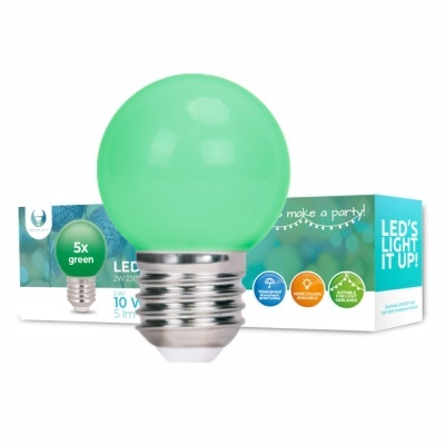 Conjunto 5 Lâmpadas E27 2W=10W 230V LED Verde