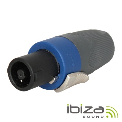 Conector Speakon cinzento e azul para áudio profissional
