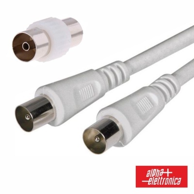 Cabo Coaxial MachoMacho + Adaptador Branco 2m ALPHA