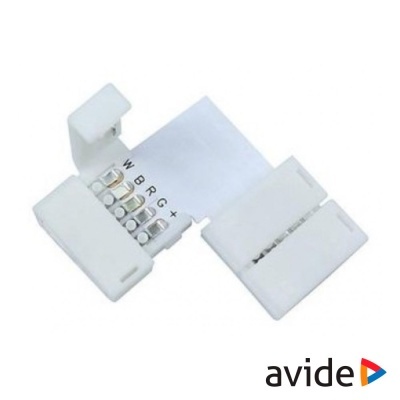 Conector de fita LED branco com contactos e etiquetas W B R G +