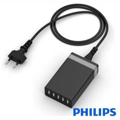 ALIMENTADOR COMPACTO 5 USB 5V 8A PRETO PHILIPS