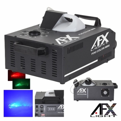 Máquina de fumo preta AFX FOG COLOR MINI com alça branca e fumo colorido