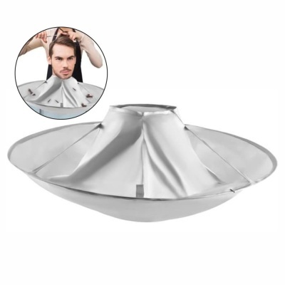 Capa de corte de cabelo cinza prateada para recolher cabelos cortados