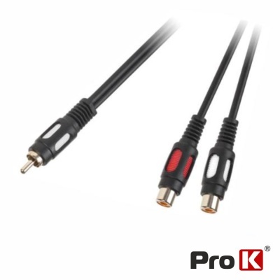 Cabo adaptador Pro K com conectores RCA preto e vermelho