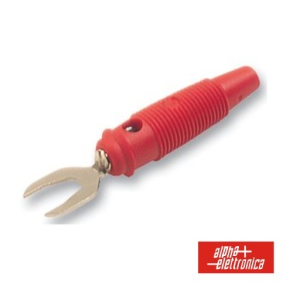 Ferramenta com cabo vermelho e ponta metálica, logótipo Alpha Elettronica