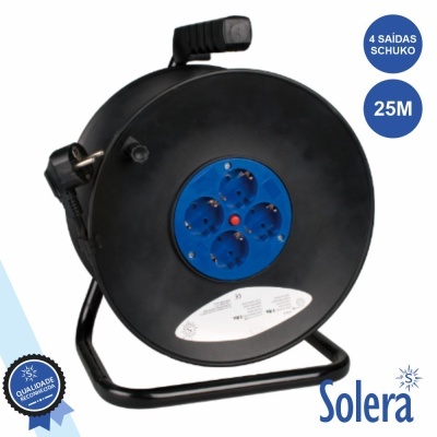 Extensão Elétrica C Enrolador 4x Schuko 25m SOLERA