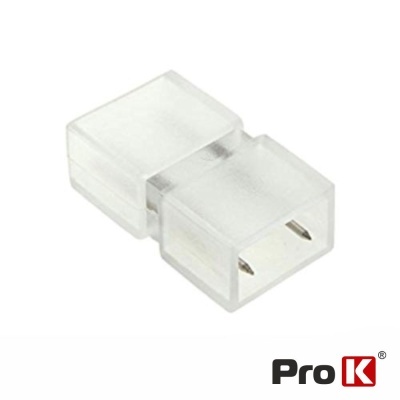 Conector elétrico transparente com dois pinos metálicos