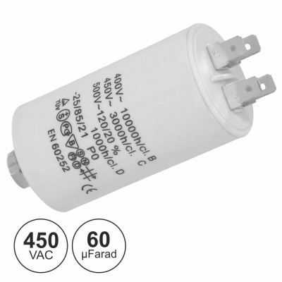 CONDENSADOR ARRANQUE 60uF 450V + TERRA