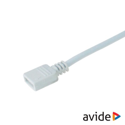 Cabo branco com conector feminino retangular e logótipo avide