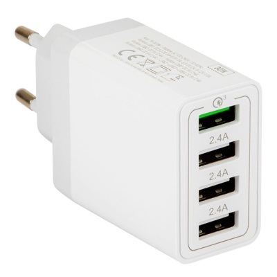 Alimentador Comutado 4 USB QuickCharge 3.0 30W Branco