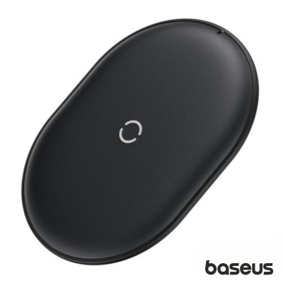 Carregador sem fios Baseus preto oval com símbolo circular
