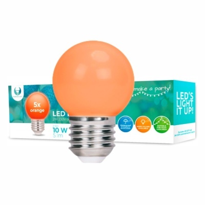 Conjunto 5 Lâmpadas E27 2W=10W 230V LED Laranja
