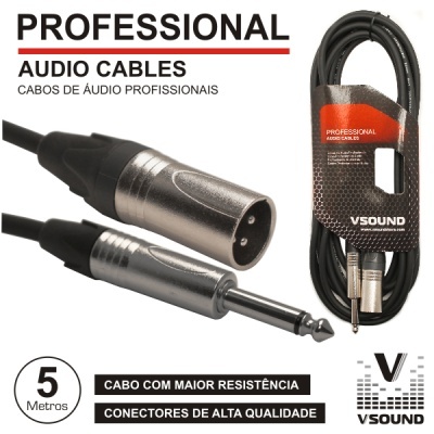 CABO PRO XLR 3P MACHO  JACK 6.35MM MACHO MN 5M VSOUND