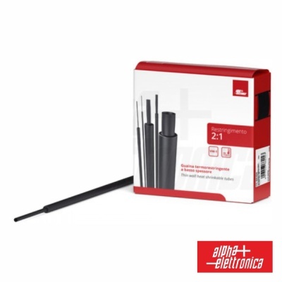 Tubo Manga Termoretráctil Ø9.5mm 6m Preto ALPHA