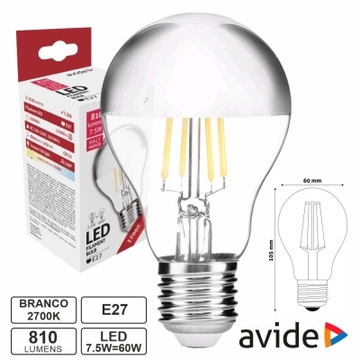 Lâmpada LED bulbo E27 2700K 810 lumens 7,5W com embalagem