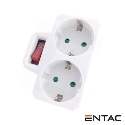 Tomada Elétrica c 2 Saídas Interruptor Branco ENTAC