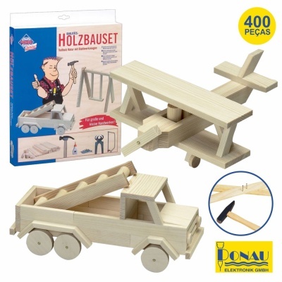 KIT CONSTRUÇÕES EM MADEIRA C FERRAMENTAS 400 PEÇAS DONAU