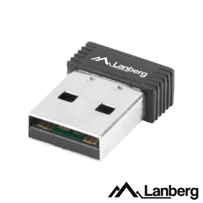 Adaptador USB Lanberg preto e prateado com logotipo
