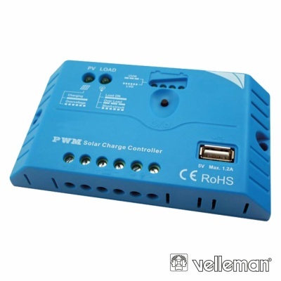 REGULADOR PAINEL FOTOVOLTÁICO 10A 1224VDC USB VELLEMAN