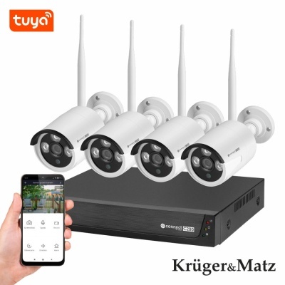 Pack Vigilância 4 Câmaras IP66 WIFI TUYA KRUGER MATZ