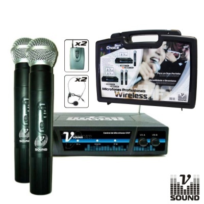 CENTRAL MICROFONE S FIOS 2 CANAIS VHF 254.1232.1MHZ VSOUND