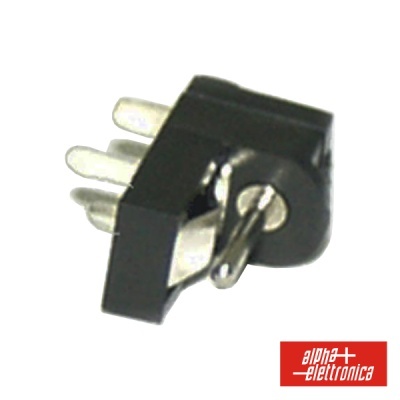 Interruptor de alavanca preto com três pinos metálicos e alavanca prateada