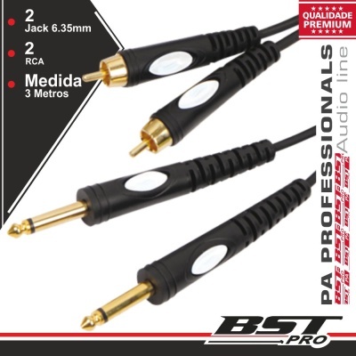 CABO 2-JACK 6.35MM MACHO  2-RCA MACHO 3M MN BSTPRO