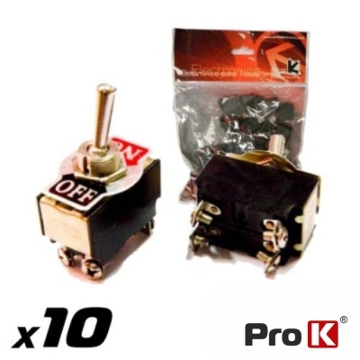 Conjunto de 10 interruptores de alavanca ProK com corpo preto e etiquetas ON/OFF