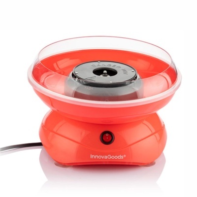 Máquina de algodão doce vermelho com tampa transparente