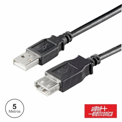 CABO USB-A 2.0 MACHO  USB-A FÊMEA 5M PRETO POLYBAG