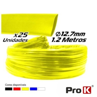 TUBO MANGA TERMORETRÁCTIL 12.7MM 1.2M 25X AMARELO PROK