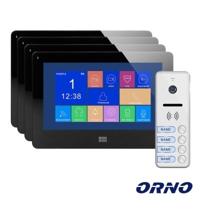 Vídeo Porteiro C 4 Lcd 7" Cores LEDS Preto ORNO