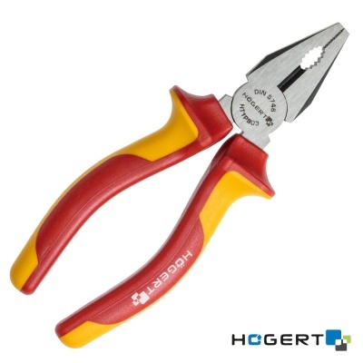 Alicate HOGERT com cabo vermelho e amarelo