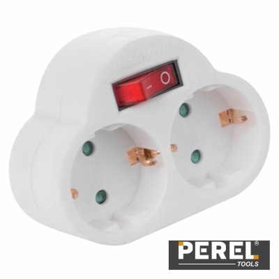TOMADA ELÉTRICA C 2 SAÍDAS INTERRUPTOR BRANCO PEREL