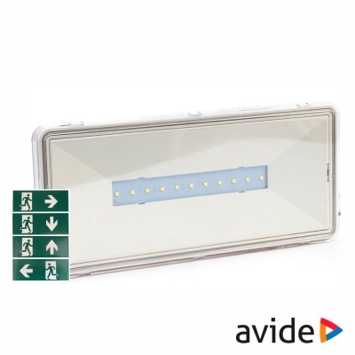 Luz de emergência rectangular com LEDs e sinais verdes de saída de emergência