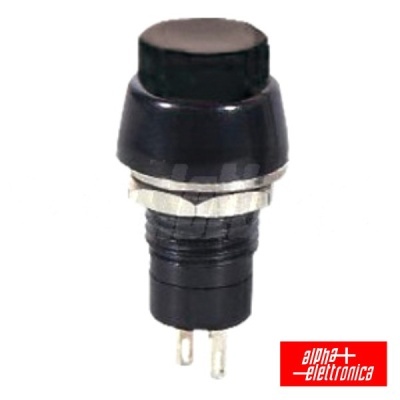 Interruptor botão preto com pinos de conexão