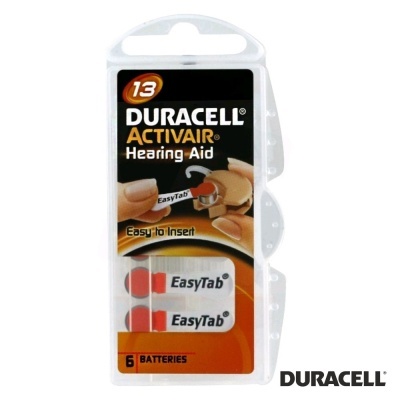 Embalagem de pilhas Duracell ActivaIR Hearing Aid nº 13 para aparelhos auditivos
