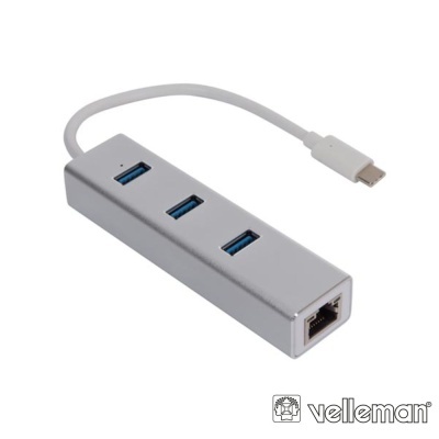 Hub USB-C C 3x USB 3.0  1x RJ45 VELLEMAN