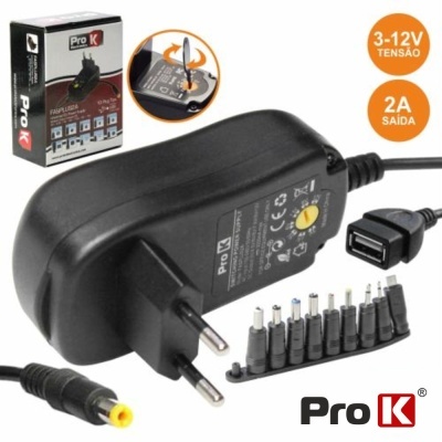 ALIMENTADOR COMPACTO COMUTADO 3-12V 2A 24W PROK